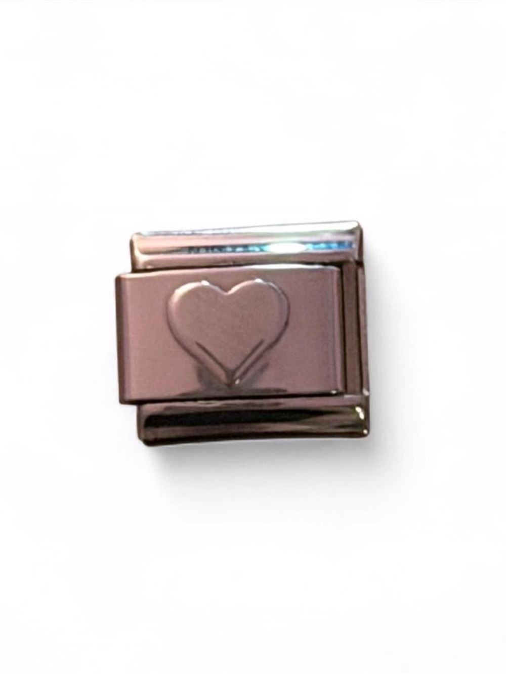 Stainless Steel Heart Italian Charm Bracelet Link Y2K Silver
